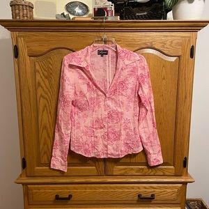 Pink Floral Button Down Blouse